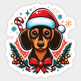 Christmas Dachshund dog with a bow tie Sticker